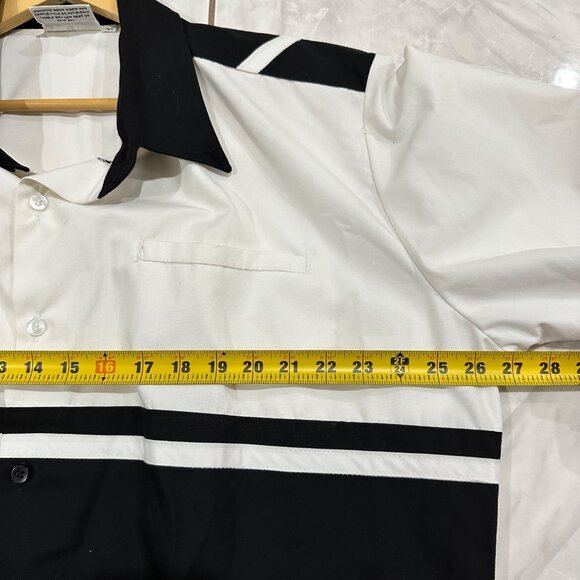 Deist Button Shirt Mens Size XL Safety Racing Button Black White Retro Workwear - Picture 5 of 9